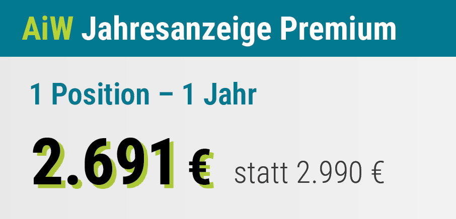 AIW Jahresanzeige Premium | 2691 € statt 2990 €